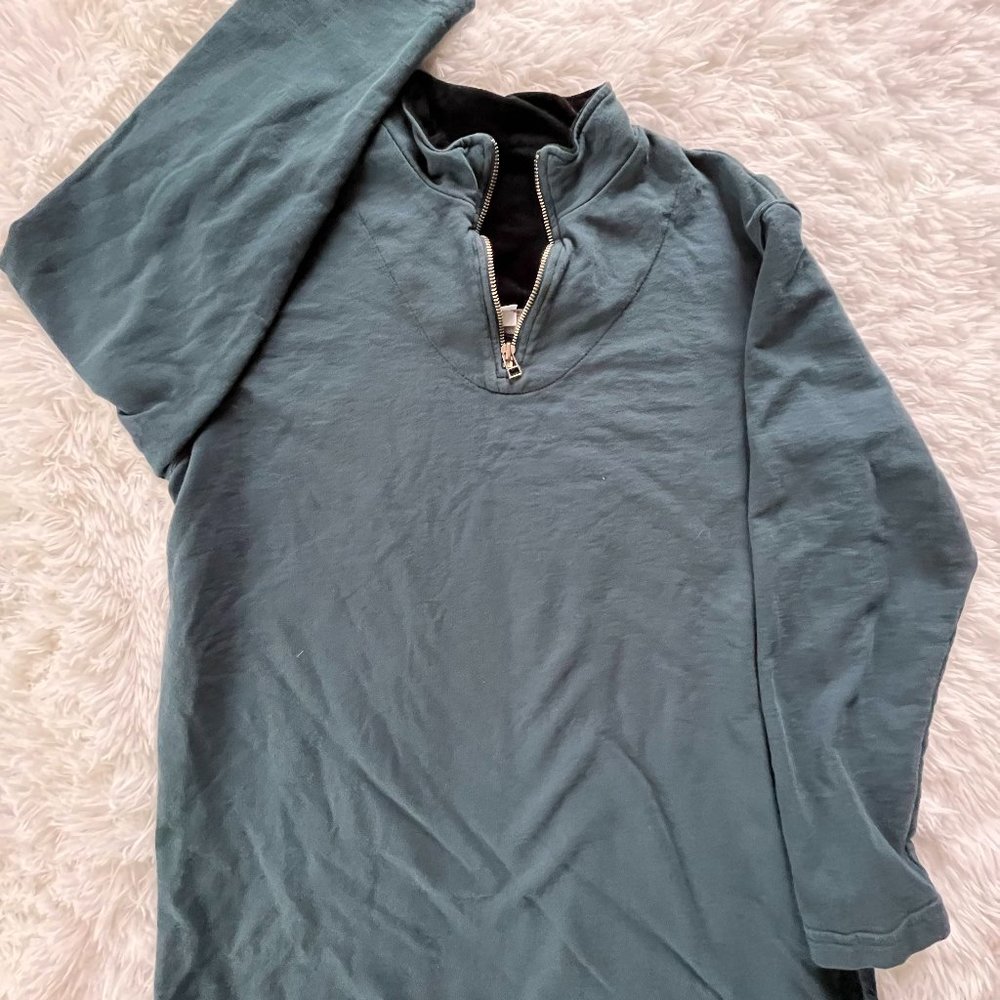 Medium Mens Blue/Green Coldwater Creek Quarter Zip Jacket